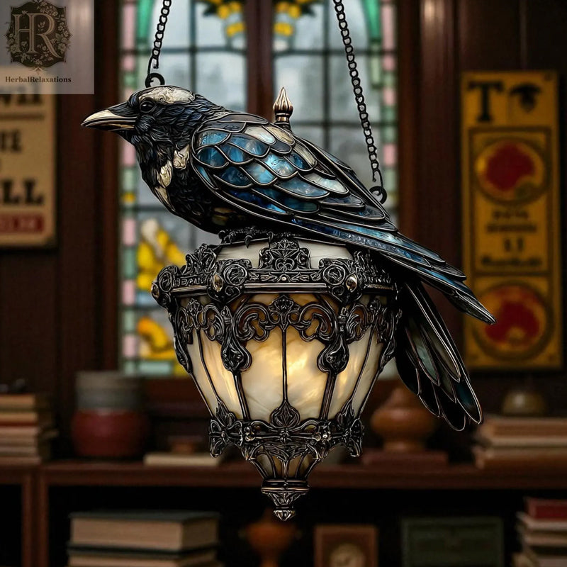 Gothic Raven Window Decoration with Light Reflection Effect