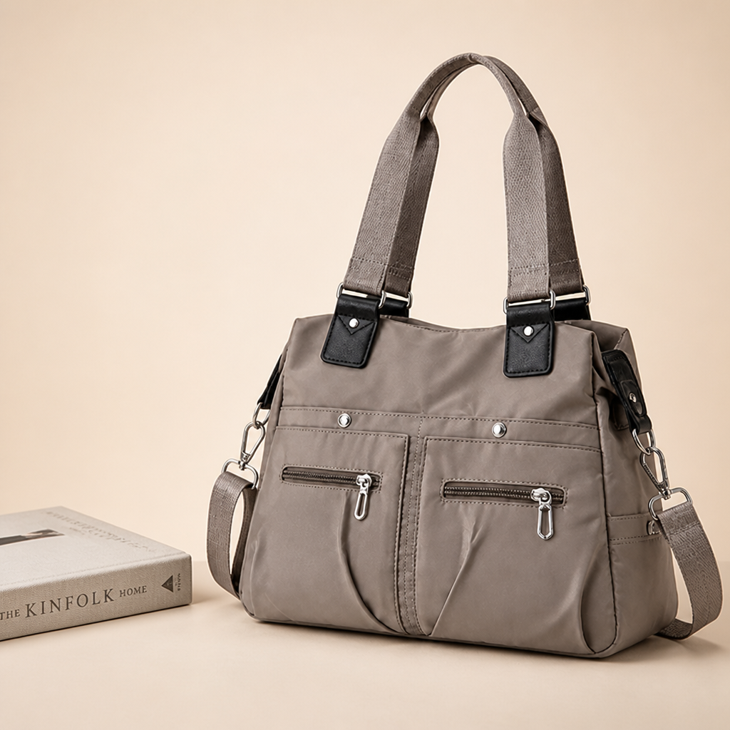 VeroStride™ – Soft Nylon Shoulder Bag with Detachable Crossbody Strap