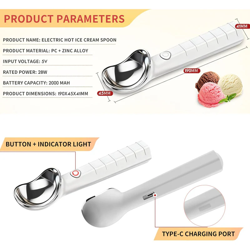Heated Ice Cream Scoop – Serve Instantly