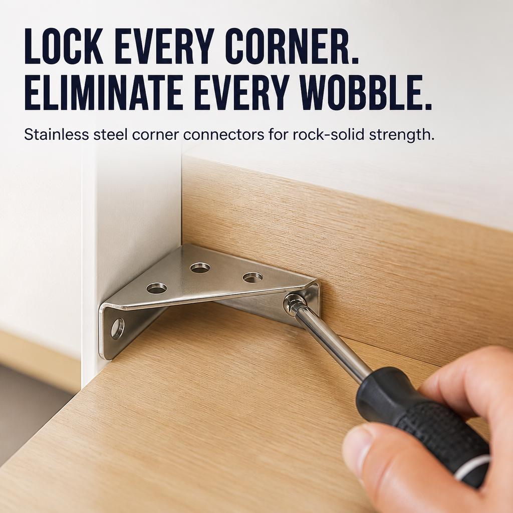 TitanHold™ Stainless Steel Corner Connectors — Turn Wobbly Furniture into Rock-Solid Confidence Instantly
