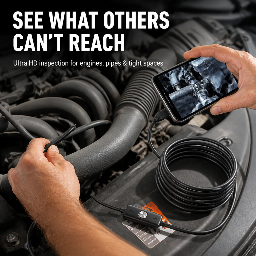 VisionPro™ Ultra HD Waterproof Endoscope — Spot Every Hidden Flaw with Rock-Solid Clarity and Durability