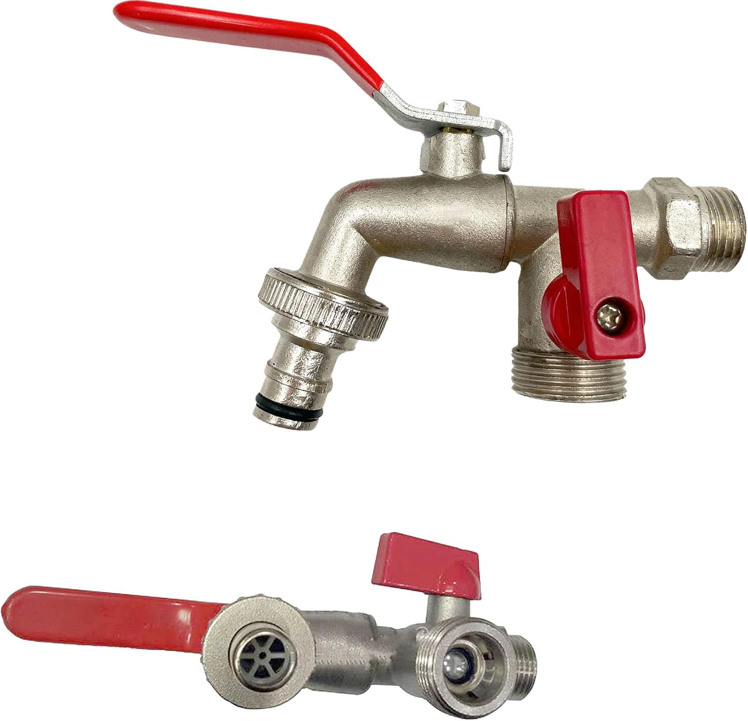 Stainless Steel Double Faucet with Two Outlets