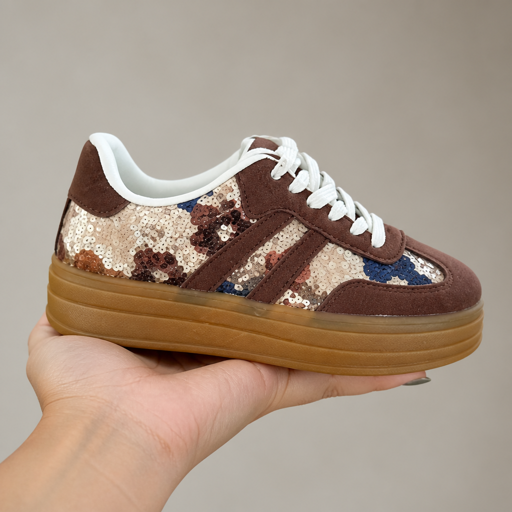 RadianceStride™ Brown Sneakers — Ignite Your Style with Unmatched Comfort and Subtle Glamour
