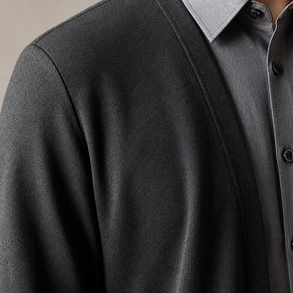 ApexForm™ – Slim-Fit 2-in-1 Knit Shirt with Layered Cardigan Look