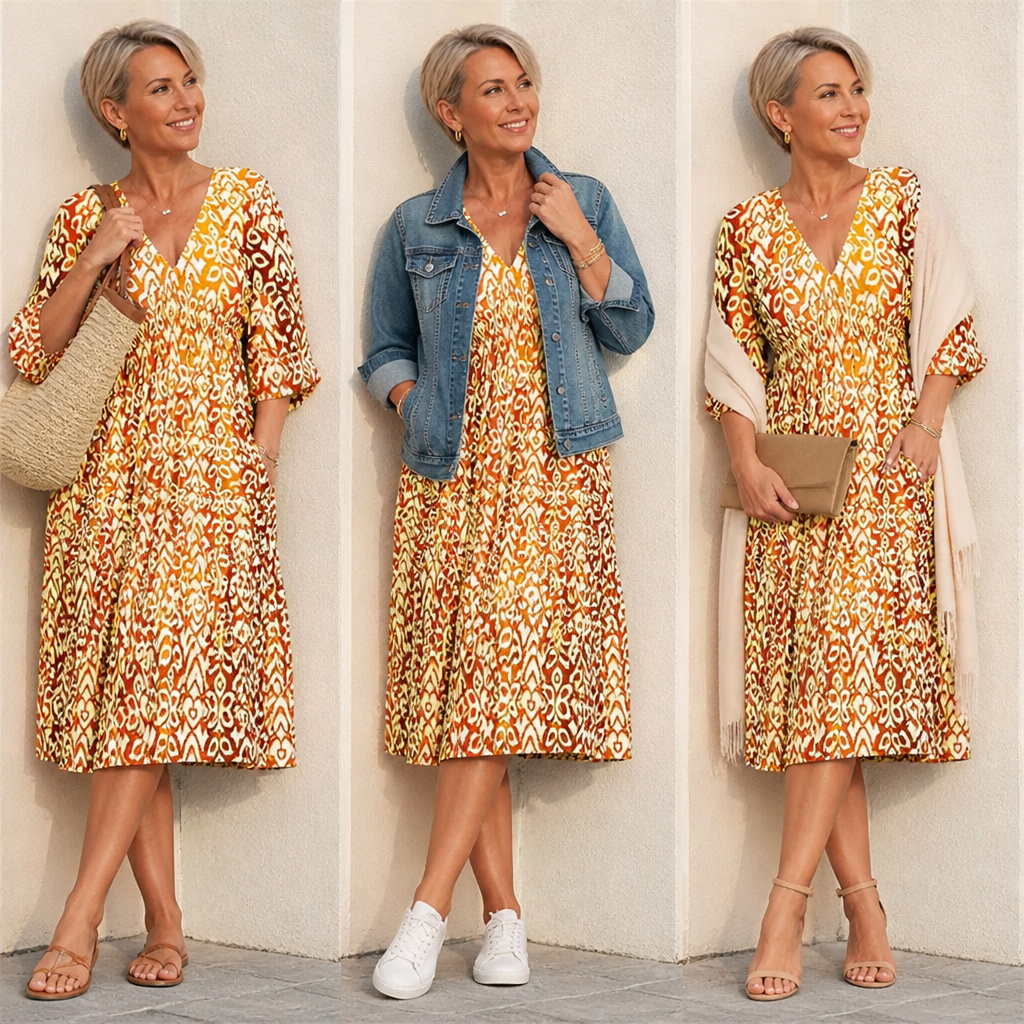 CelestialAura™ Floral V-Neck Dress — Flaunt Your Curves with Effortless Elegance and All-Day Comfort