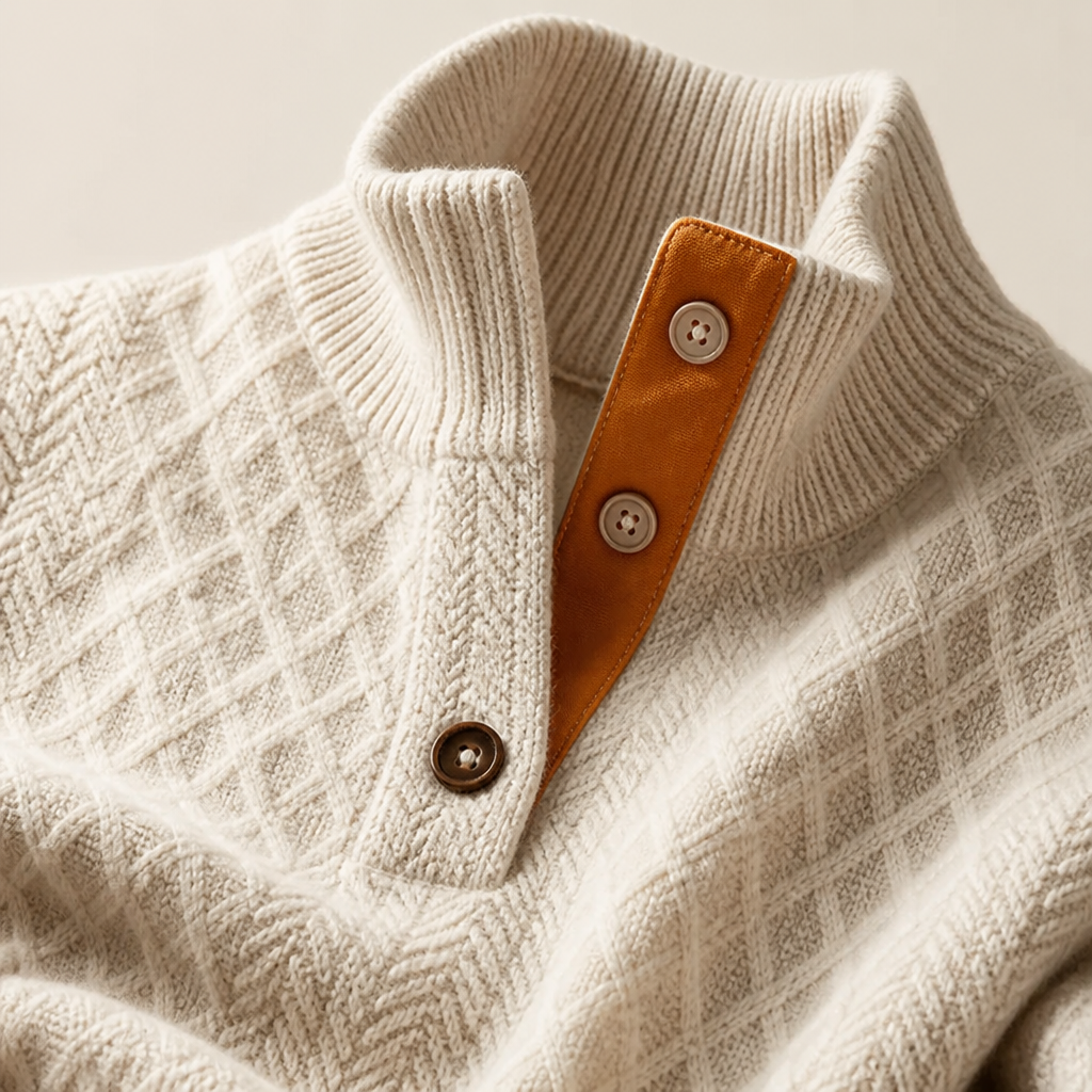 VeroLux™ Jacquard Collar Sweater — Command Every Room with Rugged Comfort and Sharp Style