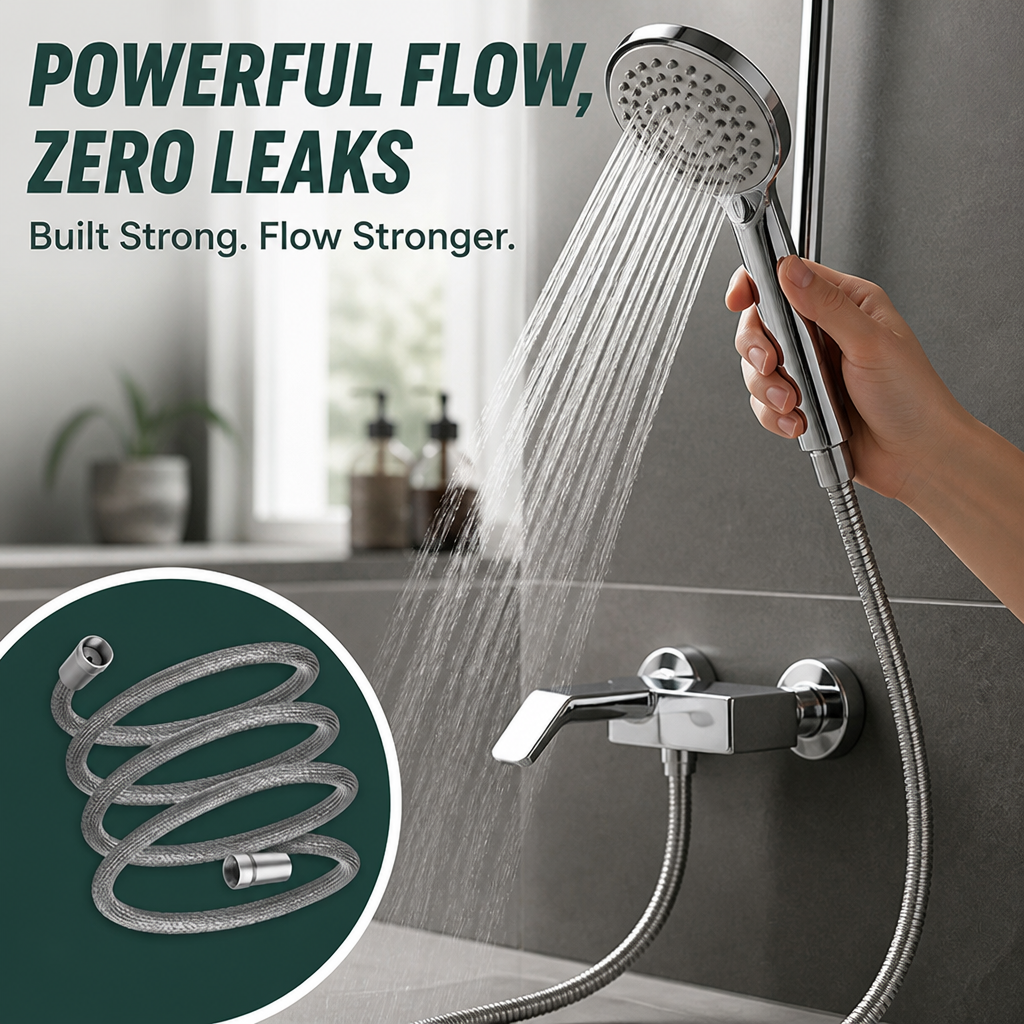 HydroForce™ Braided Shower Hose — Unleash a Leak-Free, Power-Packed Shower You’ll Crave Every Day