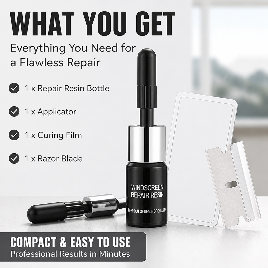CrystalGuard™ Repair Kit — Clear, Strong Glass That Stops Cracks Cold in Minutes