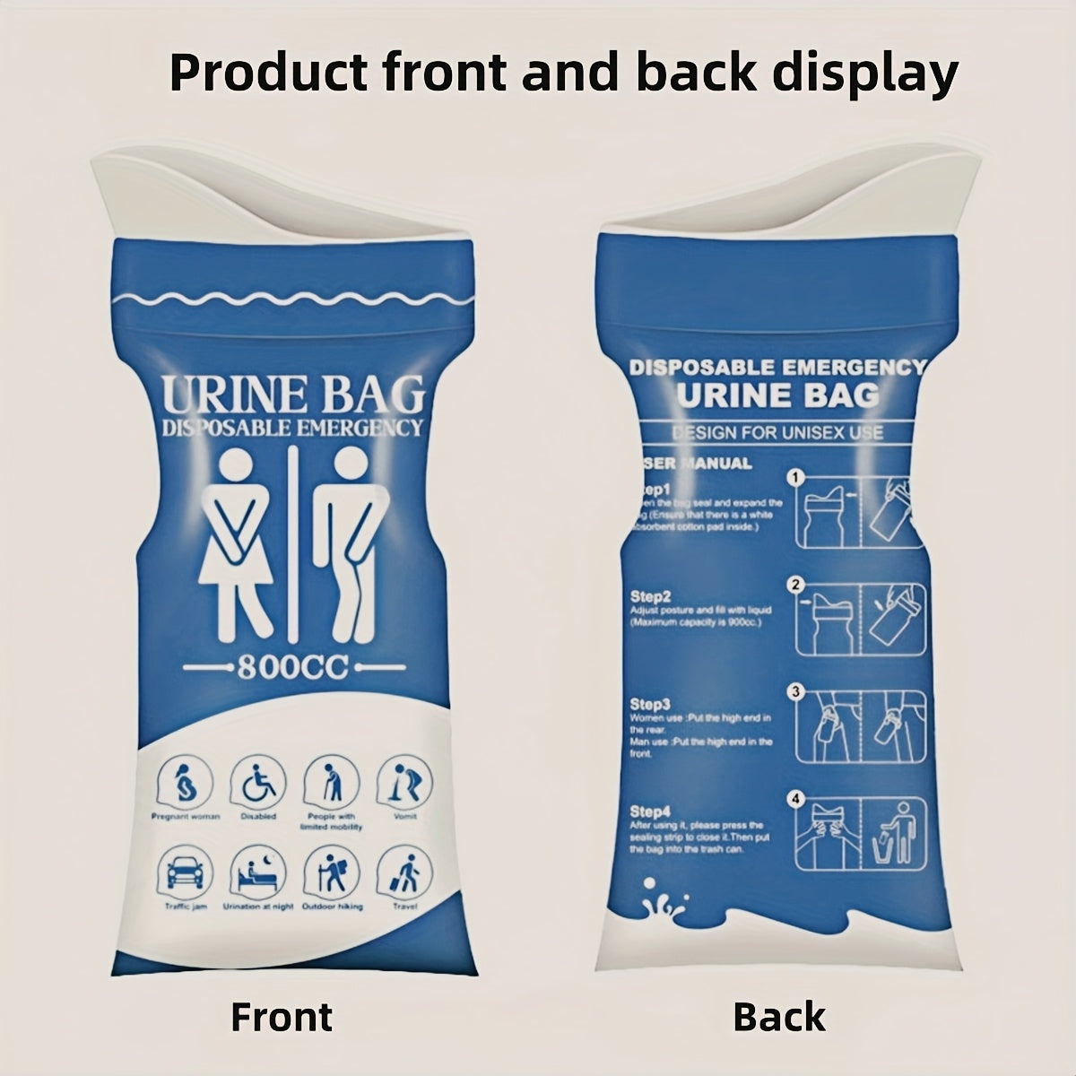 Disposable Urine Bags 800 ml for Car & Travel