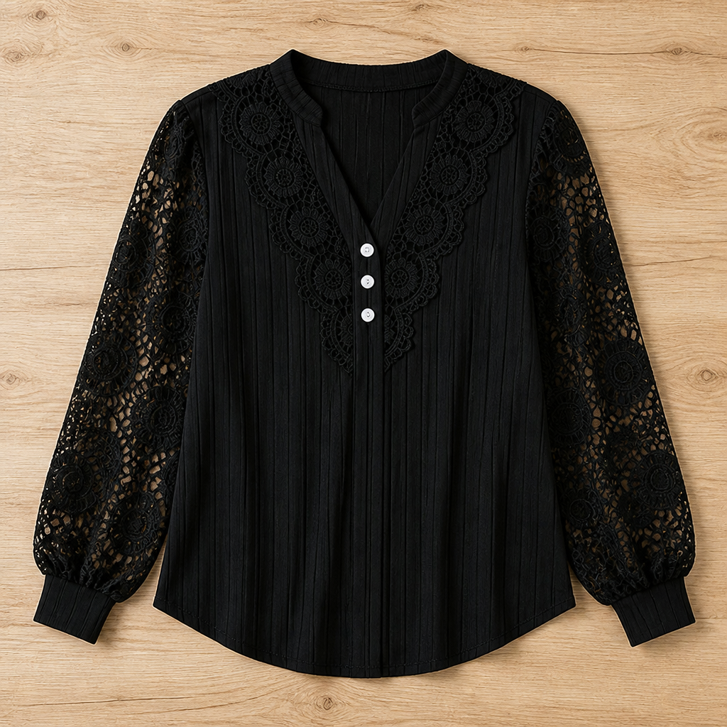 LumivaLace™ Pleated V-Neck Top — Unleash Effortless Elegance That Moves with You