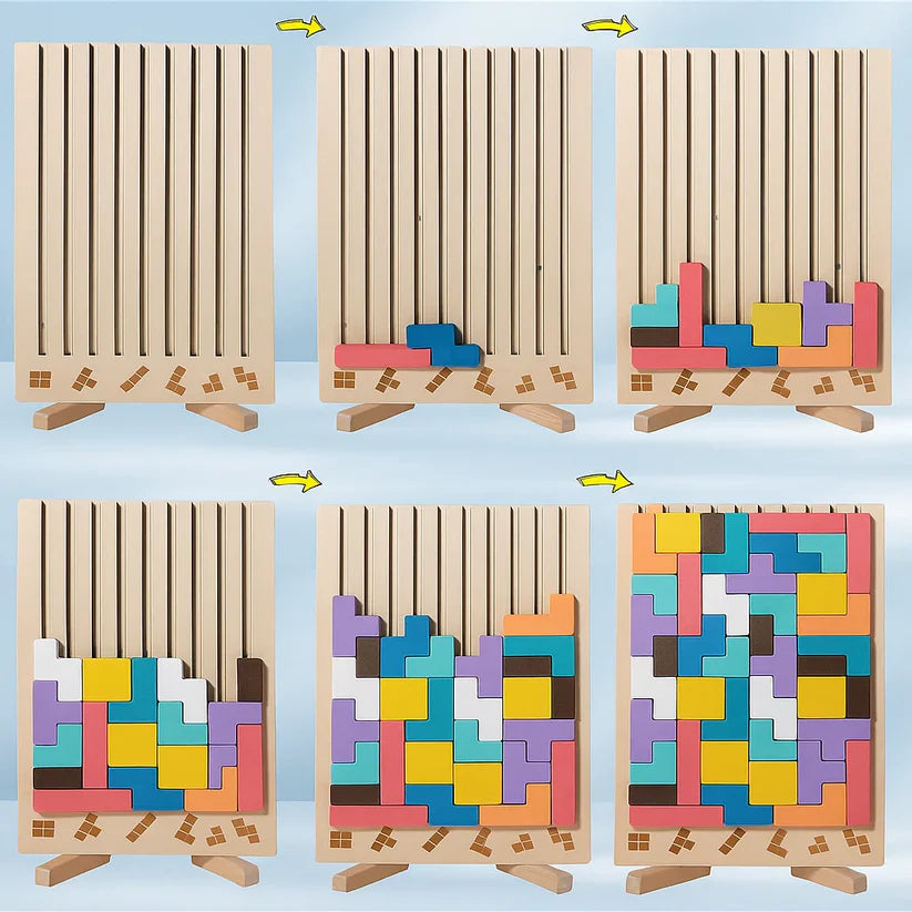 Wooden Tetris Puzzle Tray – An Ideal Mind Break for Your Workspace