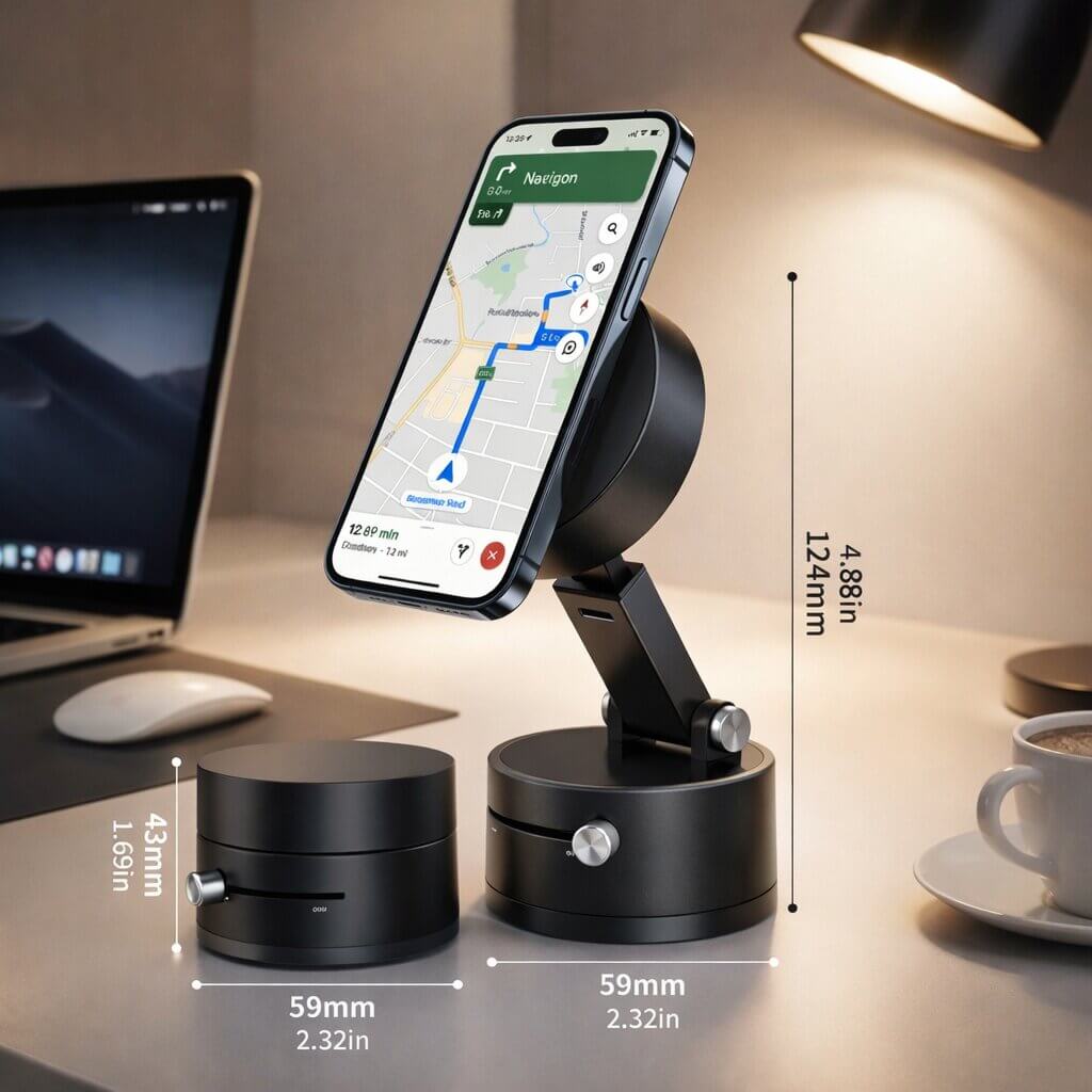 Car Phone Mount with Suction Base | Magnetic Hold | Flexible, Rotatable and Foldable | Magnevo