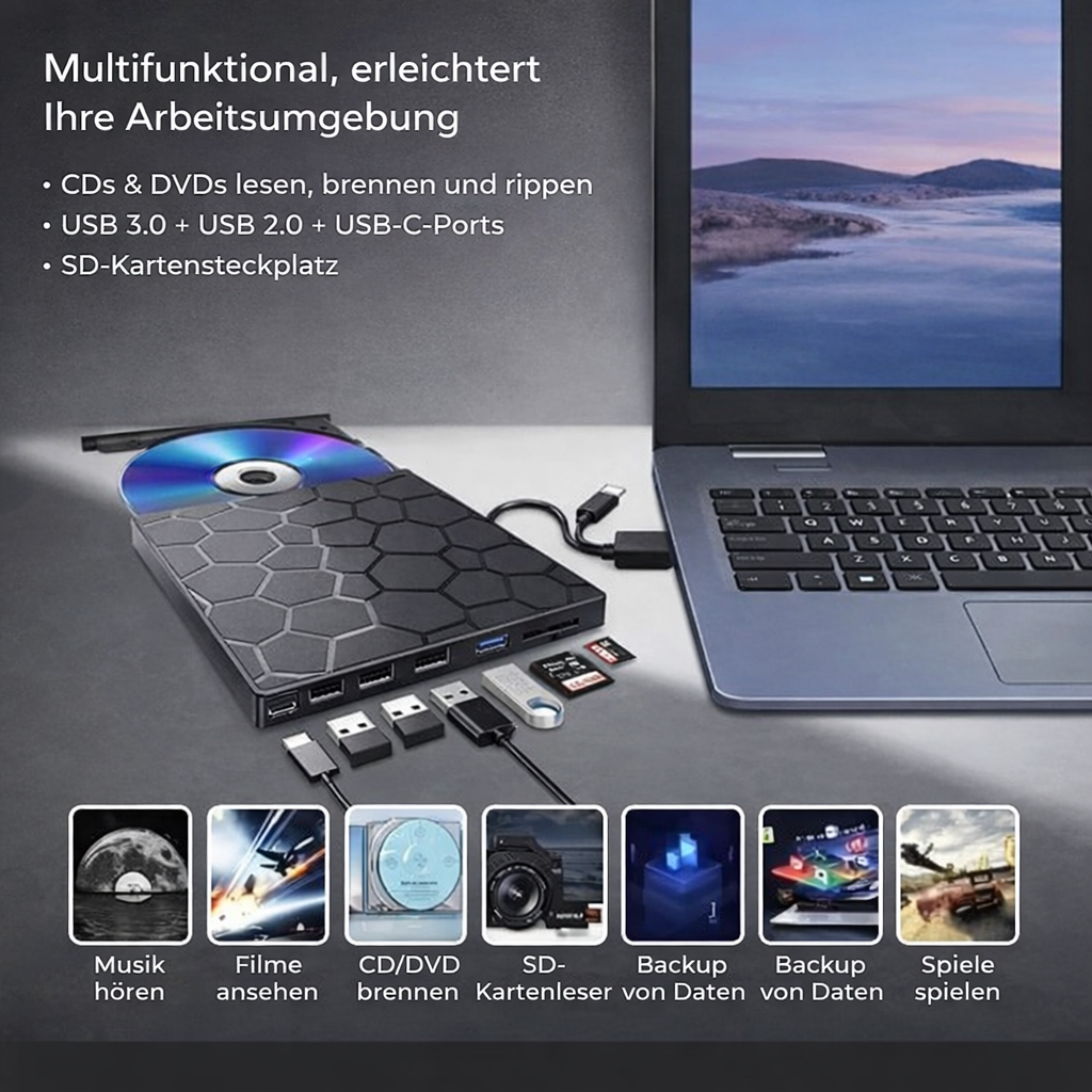 External Storage | Plug and Play No Driver Needed | USB-C Hub with SD