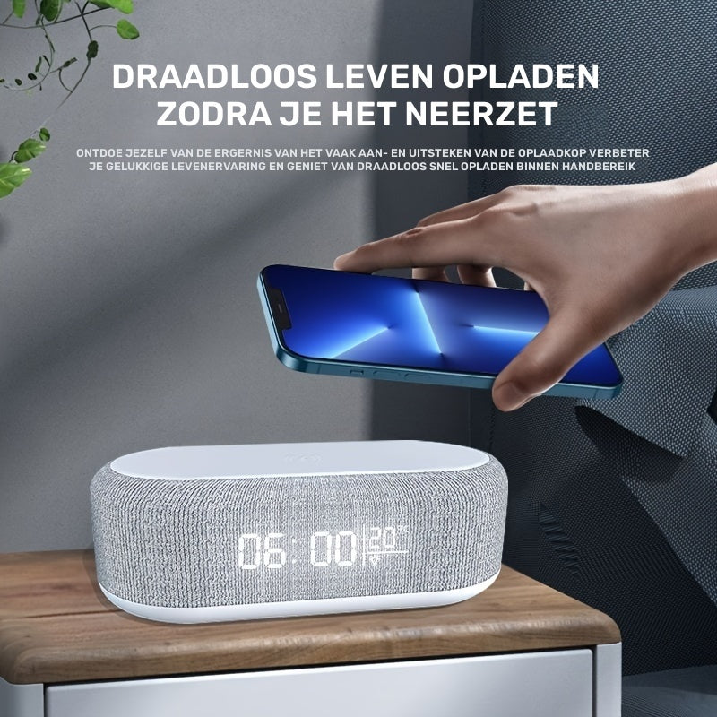 Wireless Charging Station with Alarm Clock and Temperature Display