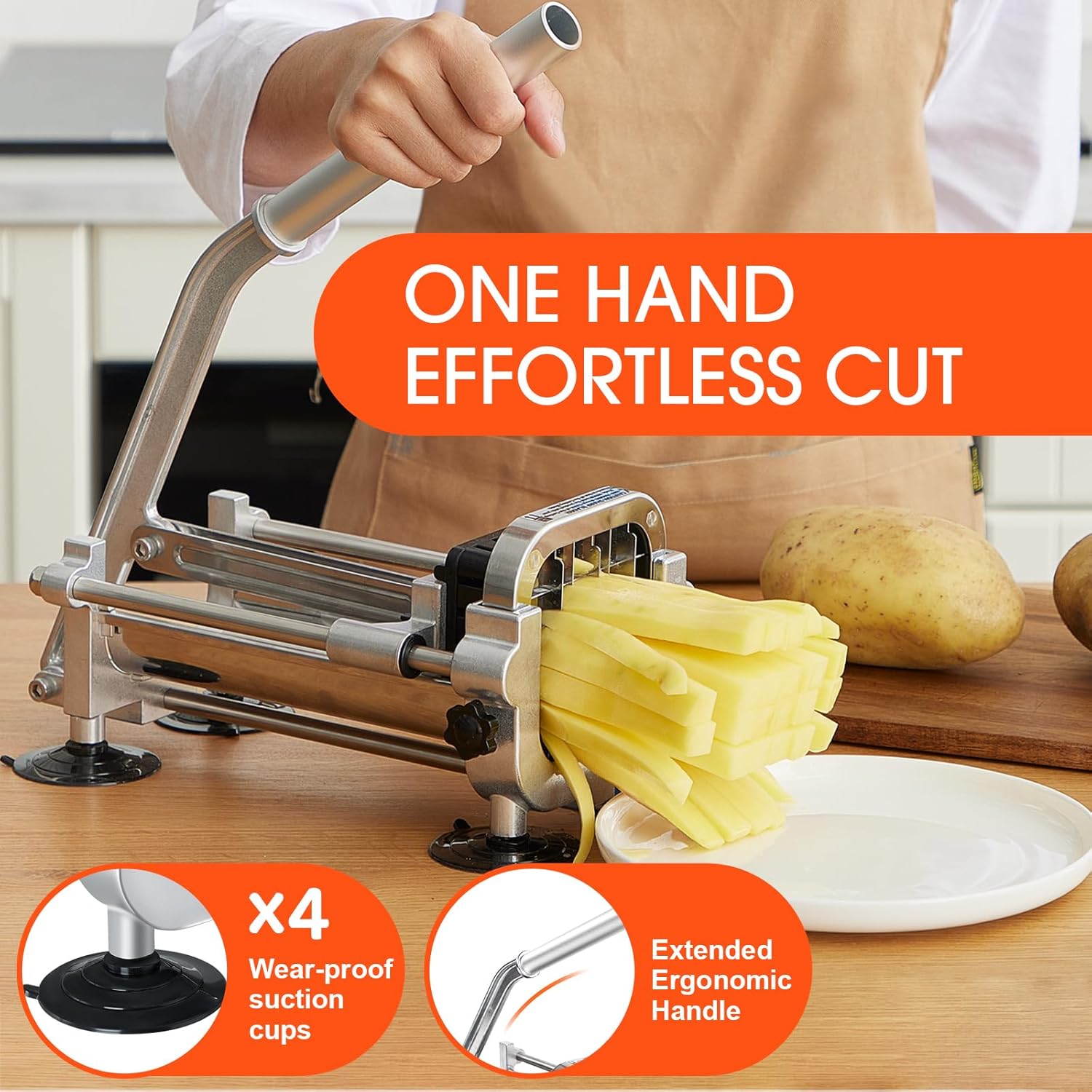 Stainless Steel French Fry Cutter with 2 Blades