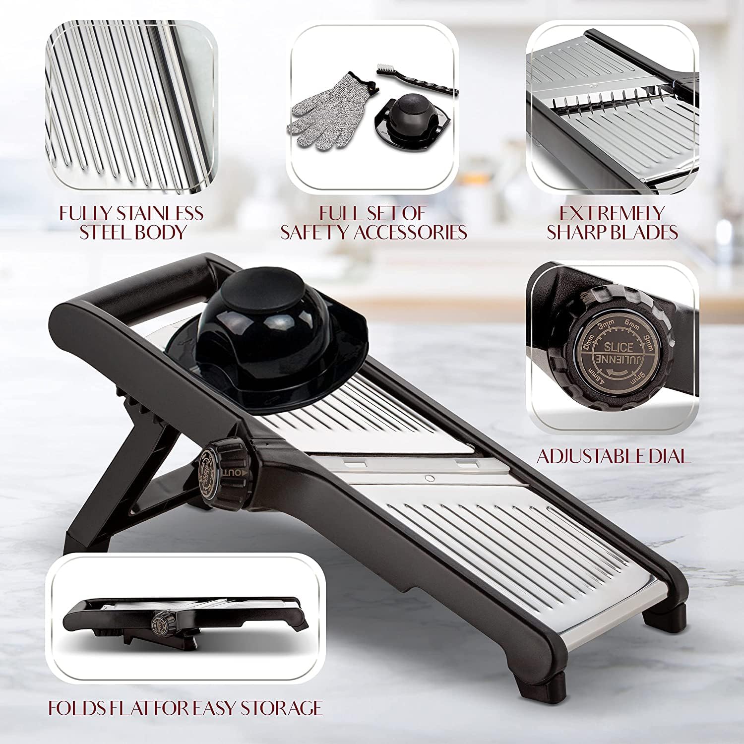 Precision Food Slicer with Safety Gloves – Safe Kitchen Tool for Meal Prep