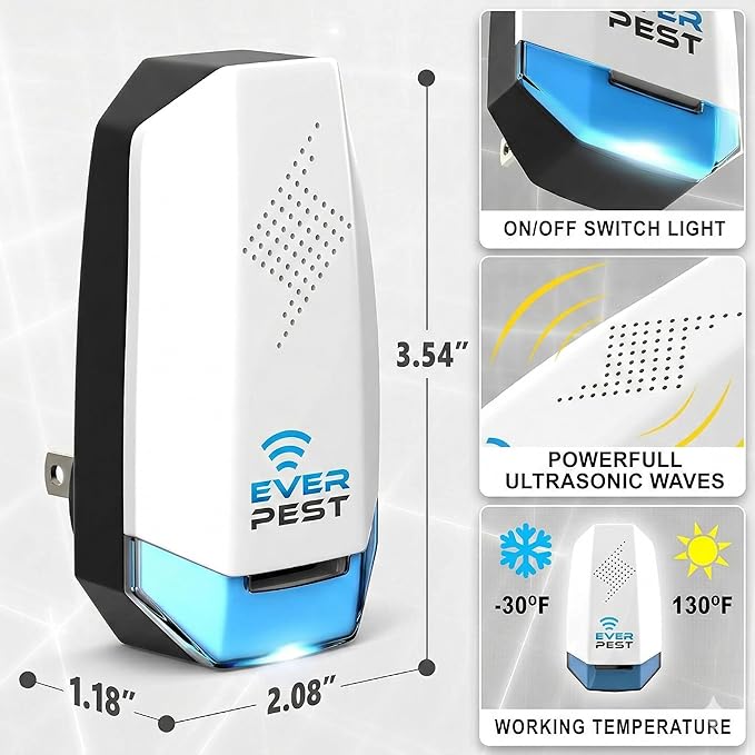 Set of 2 Ultrasonic Pest Repellers with Night Light