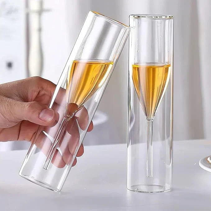 Crystal glasses with levitating effect for champagne