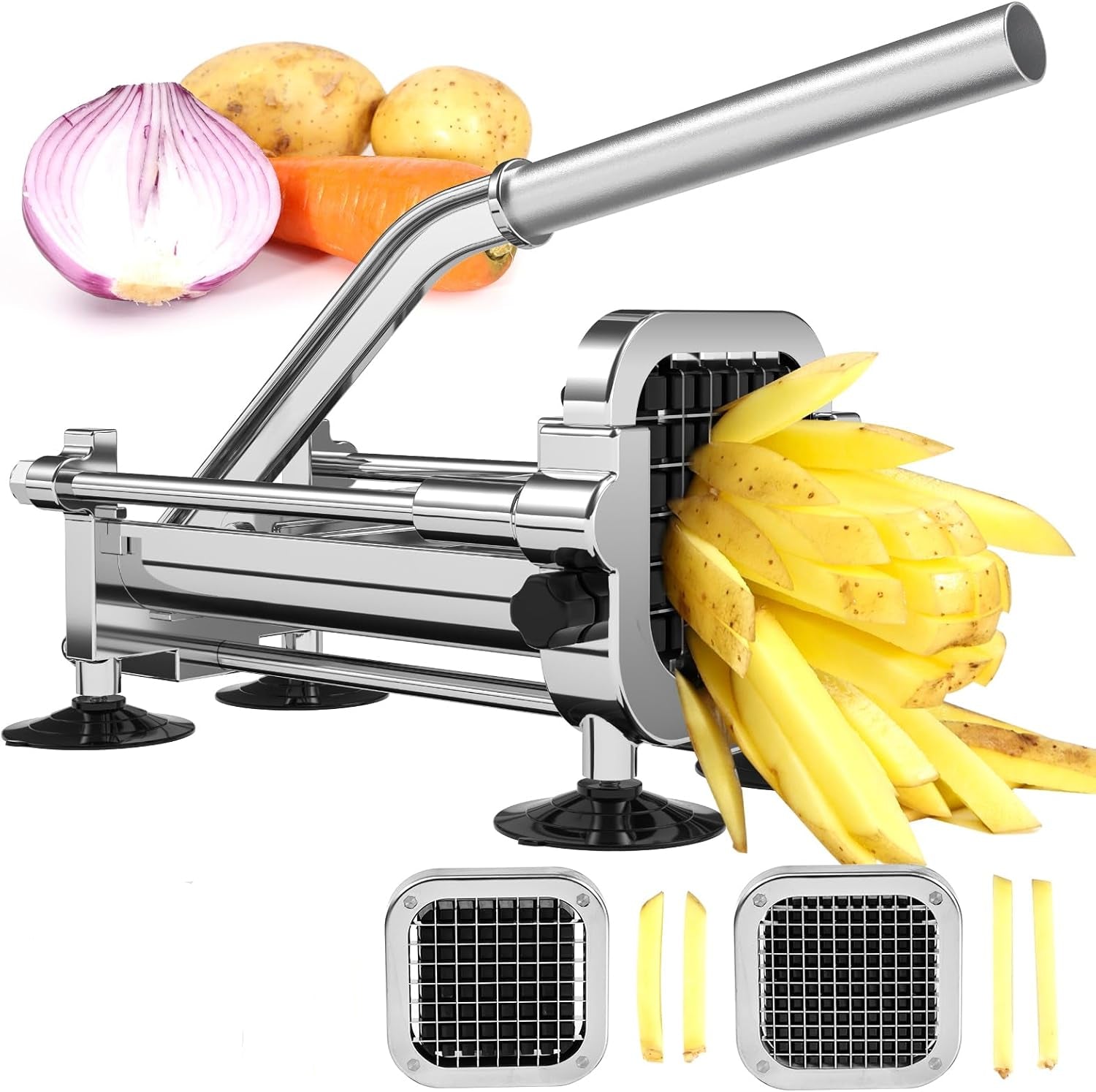 Stainless Steel French Fry Cutter with 2 Blades