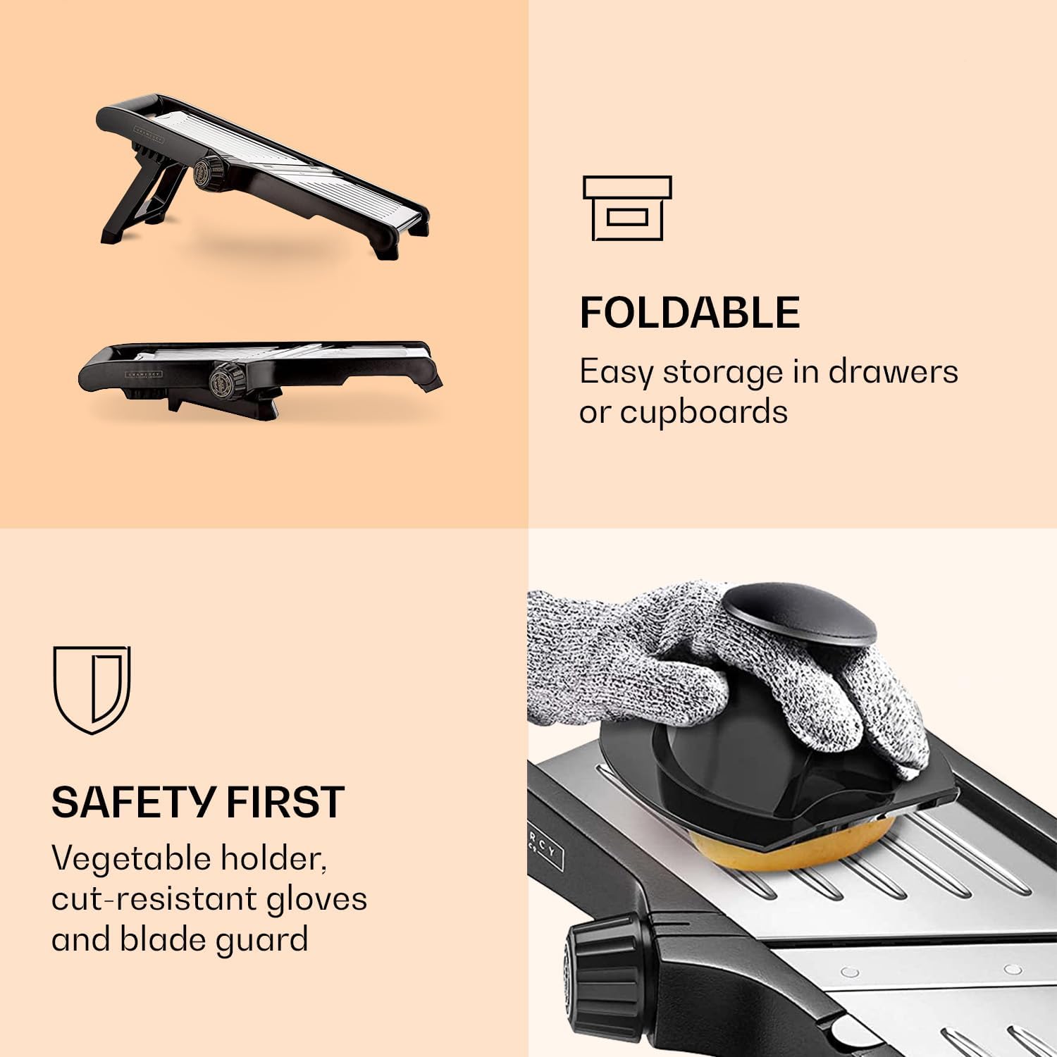 Precision Food Slicer with Safety Gloves – Safe Kitchen Tool for Meal Prep