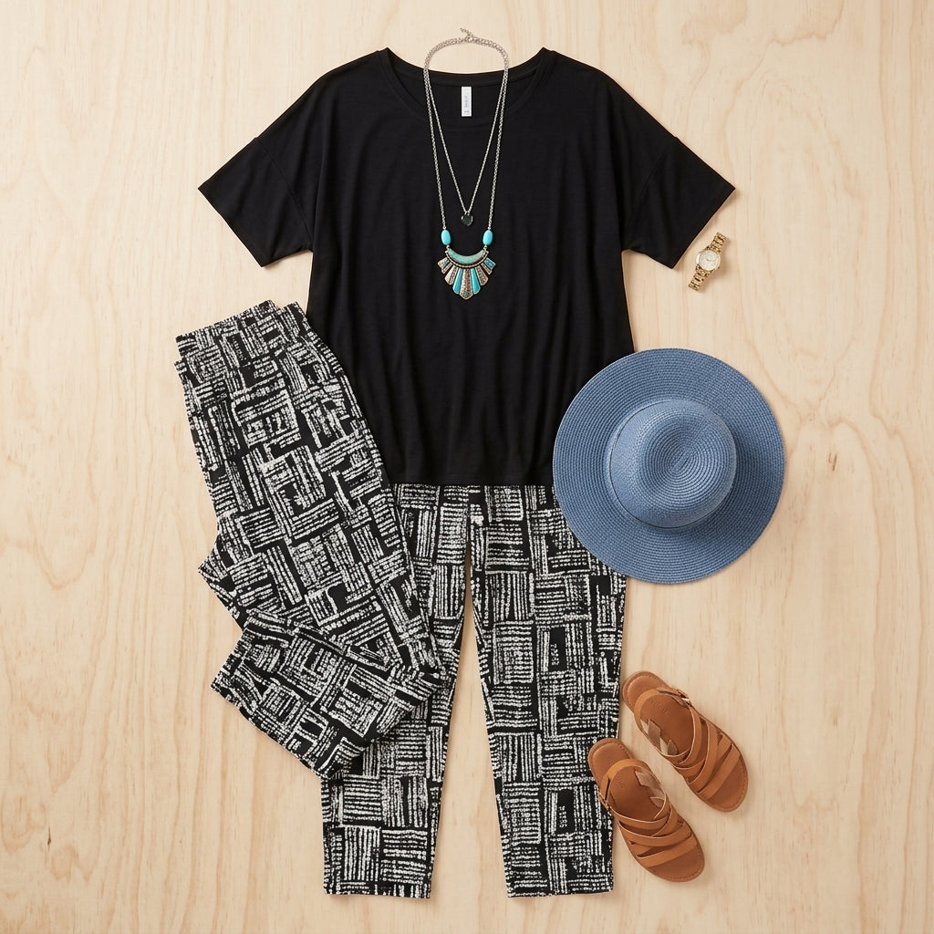 Ariselle™ – Relaxed Two-Piece Set with Soft Top and Printed Pants