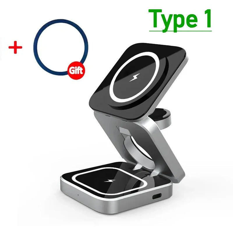 3-in-1 Wireless Charger with Magnetic Design for iPhone, AirPods, Apple Watch