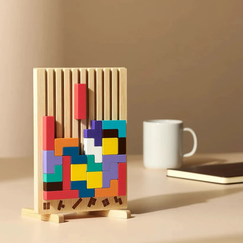 Wooden Tetris Puzzle Tray – An Ideal Mind Break for Your Workspace
