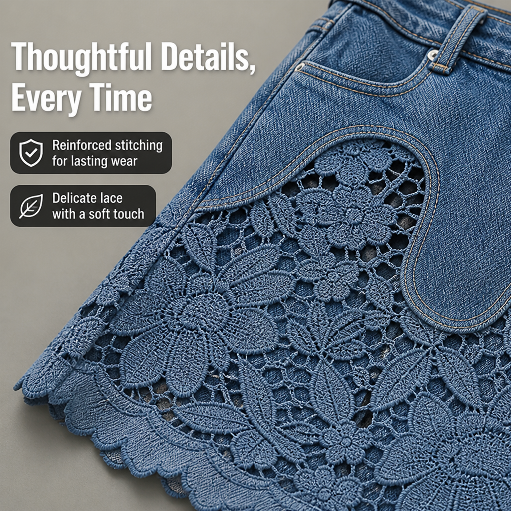 VelaLace™ Denim Skirt — Unleash Your Confidence with Comfort and Allure