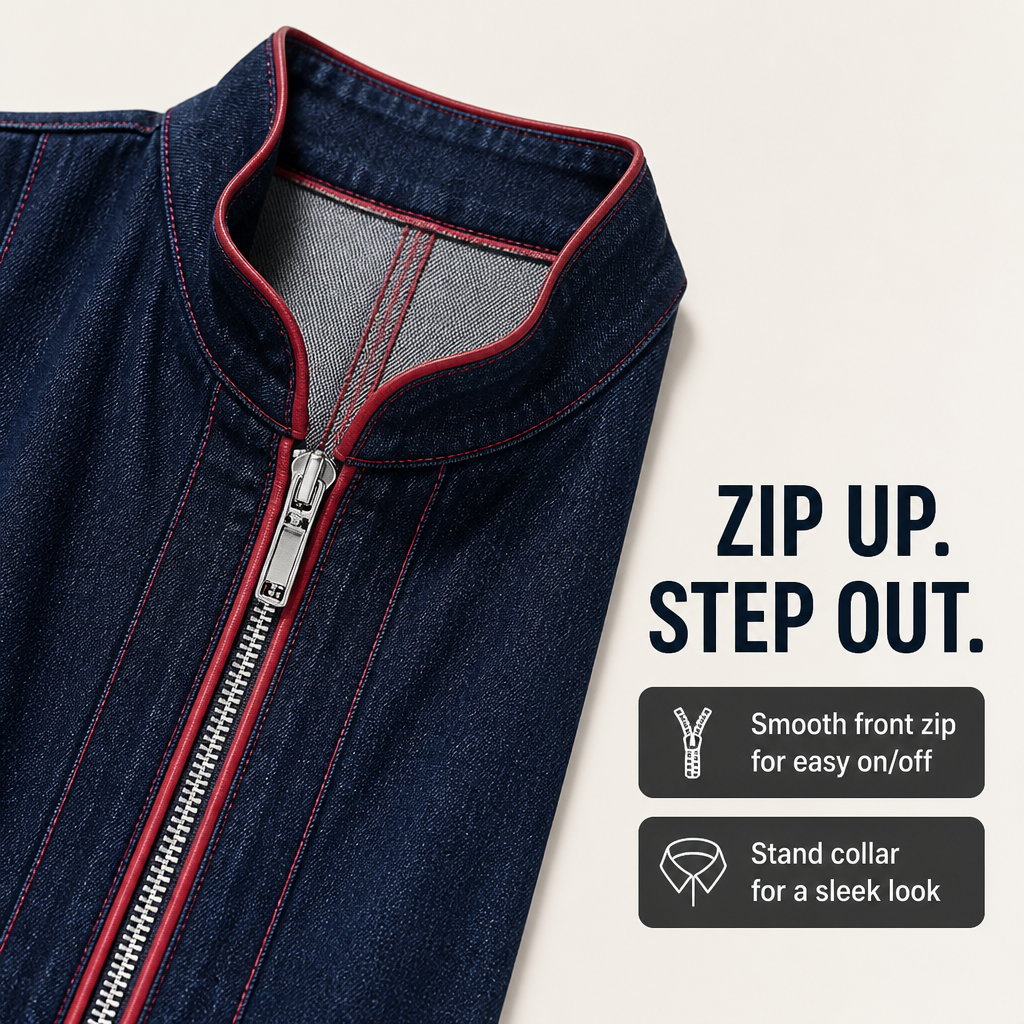 Velozia™ – Waist-Sculpting Wide-Leg Denim Jumpsuit with Zip Front