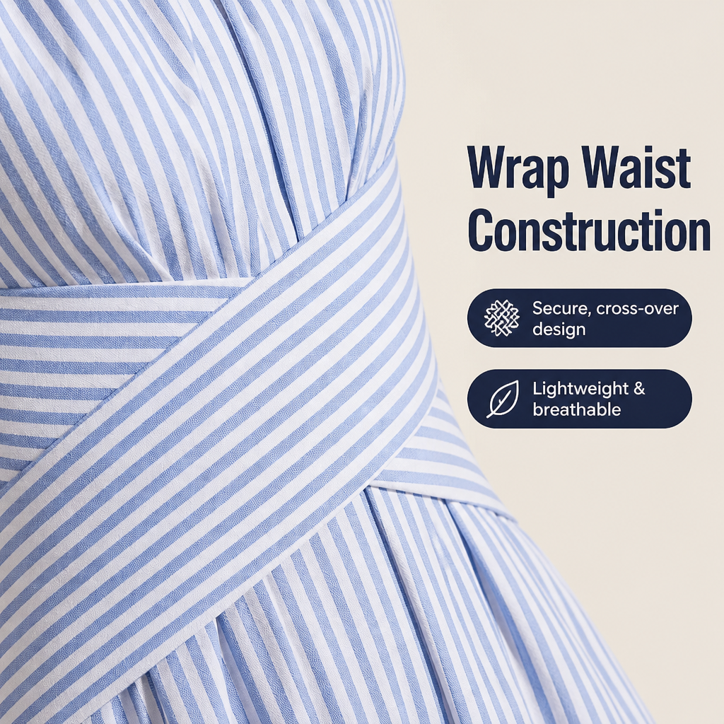 AzureLuxe™ Wrap Waist Midi Dress — Turn Heads with Effortless Cool Confidence