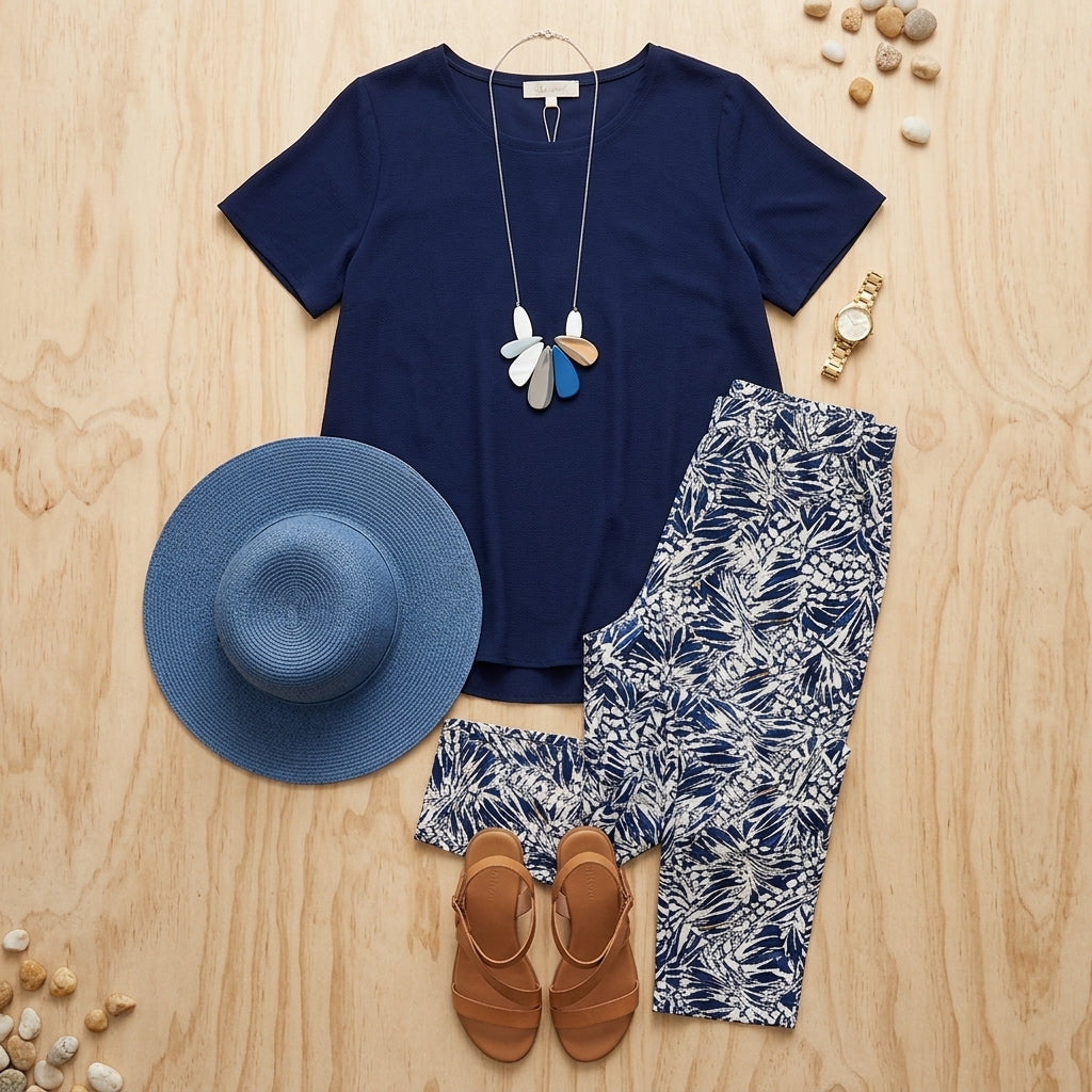Ariselle™ – Relaxed Two-Piece Set with Soft Top and Printed Pants