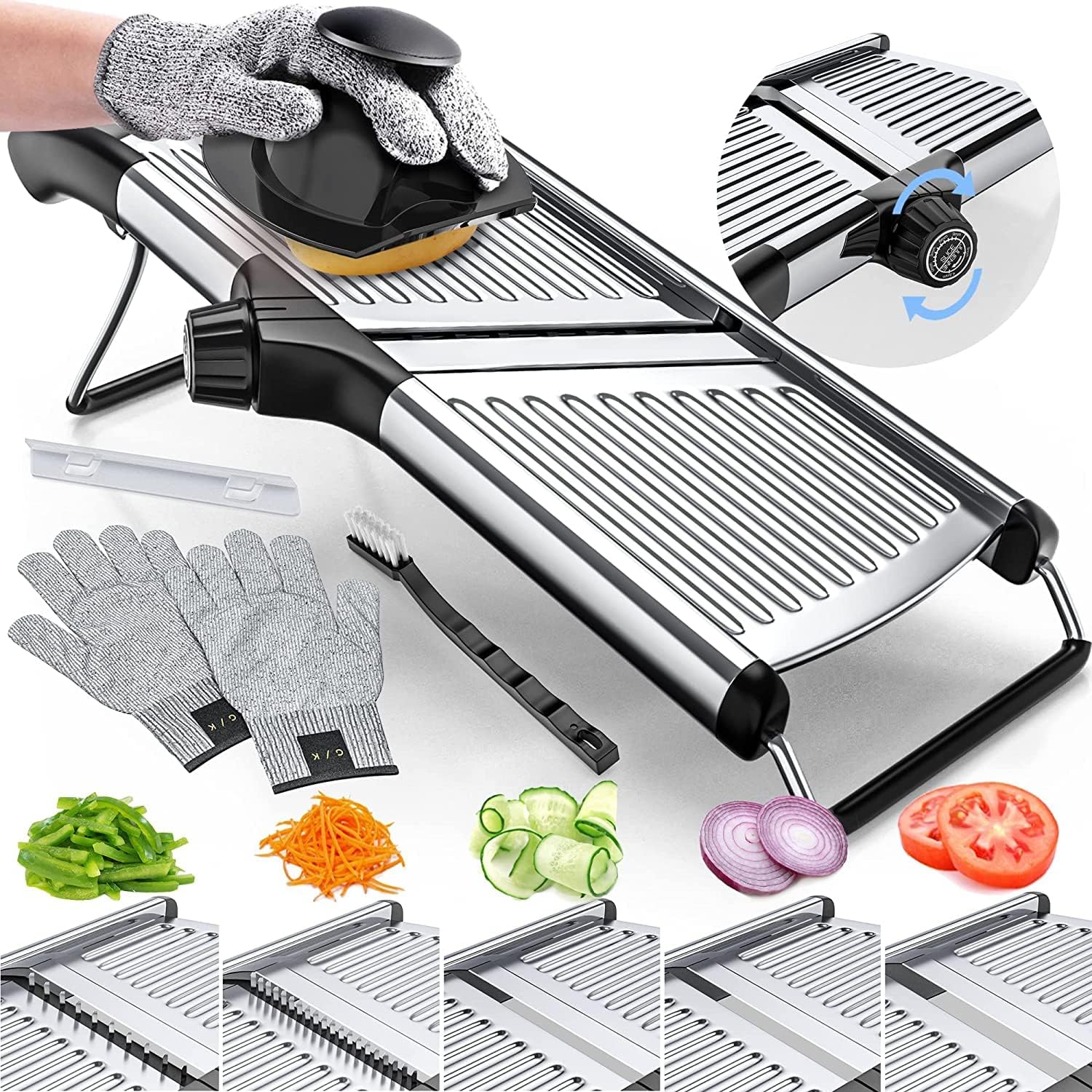 Precision Food Slicer with Safety Gloves – Safe Kitchen Tool for Meal Prep