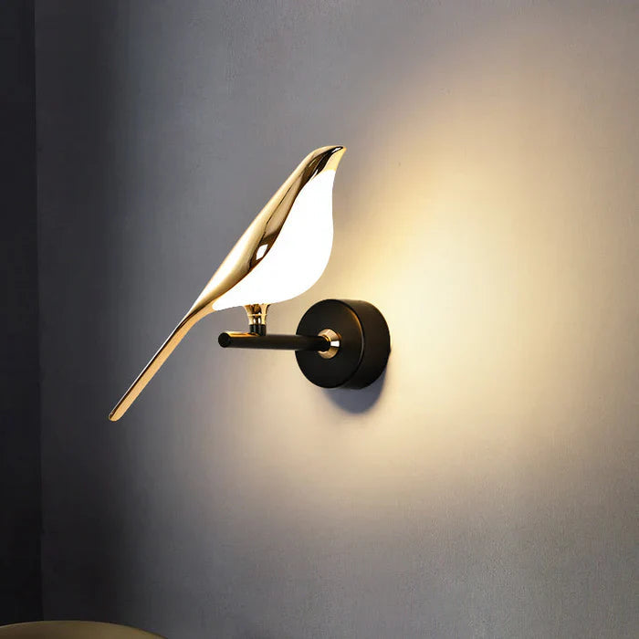 Bird Figurine Table Lamp with Gold Sculpture Accent