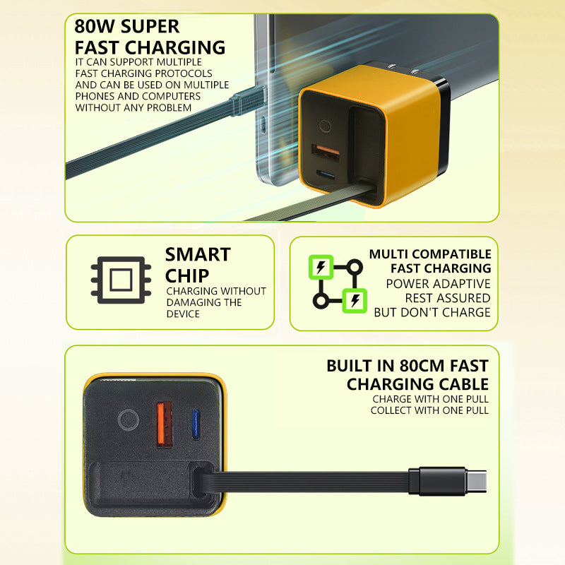 VoltPulse™ 80W Retractable Charger — Unleash Turbo Speed and Tangle-Free Power Wherever You Go
