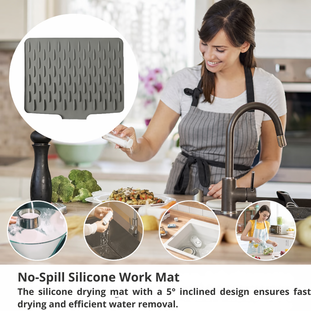 Drip Drying Mat | Dries Quicker Without Pools | Slanted, Heat Resistan
