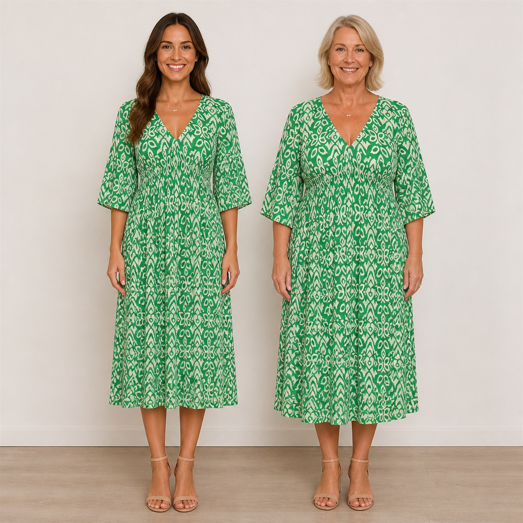CelestialAura™ Floral V-Neck Dress — Flaunt Your Curves with Effortless Elegance and All-Day Comfort