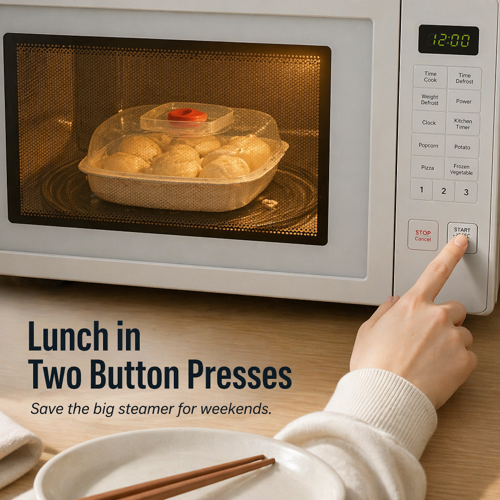 VaporLux™ — Steam Dumplings, Fish & Veggies Right in Your Microwave