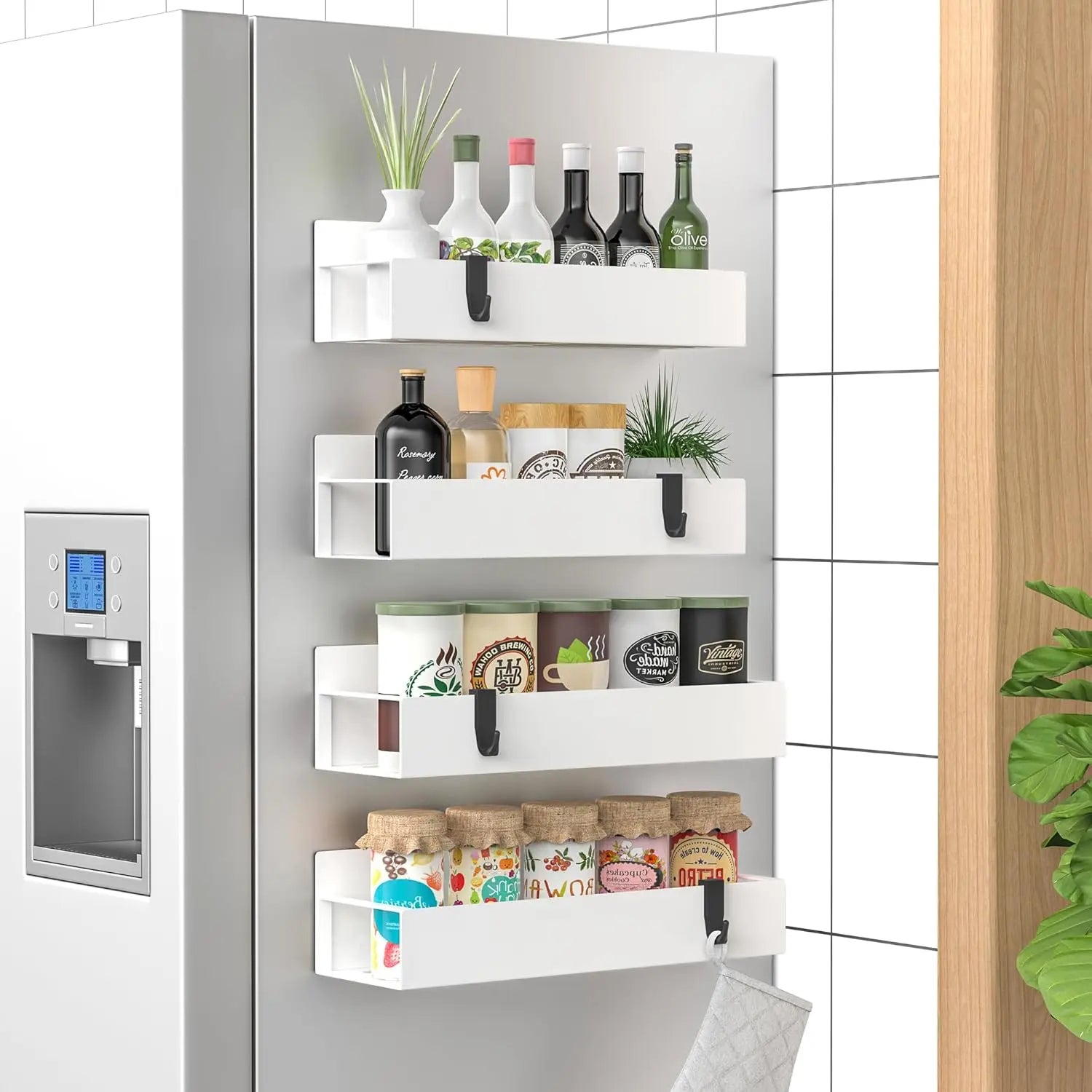 Spice Organizer | 4-Piece, Magnetic – Powder Coated | No Drilling Needed | KitchenDock