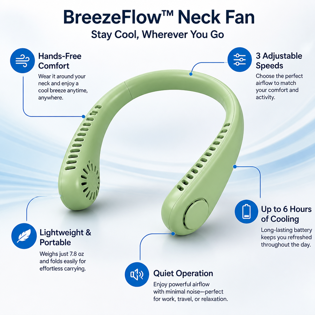 BreezeFlow™ — Unleash Instant, All-Day Freedom from Sweat and Heat