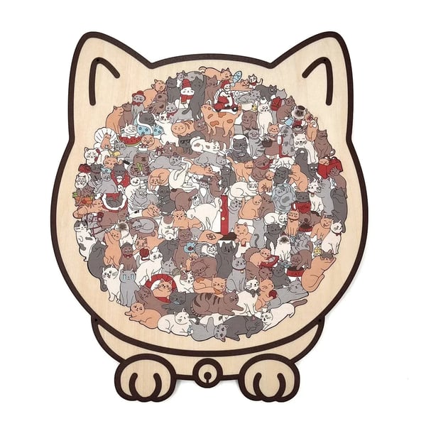 Calming Wooden Puzzle for Cat Lovers