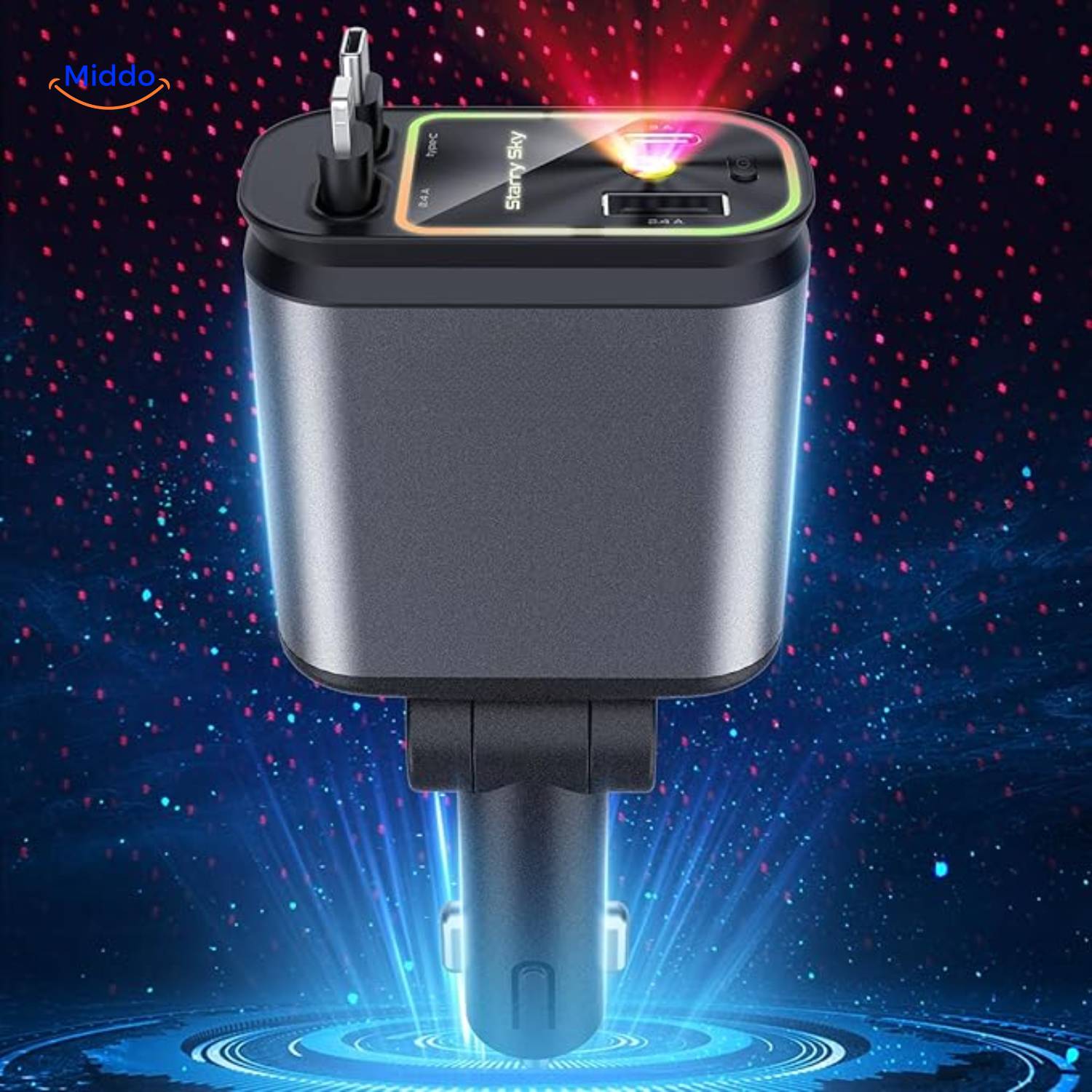 VoltAura™ — Charge Four Devices Fast & Light Up Your Night Drive Sky