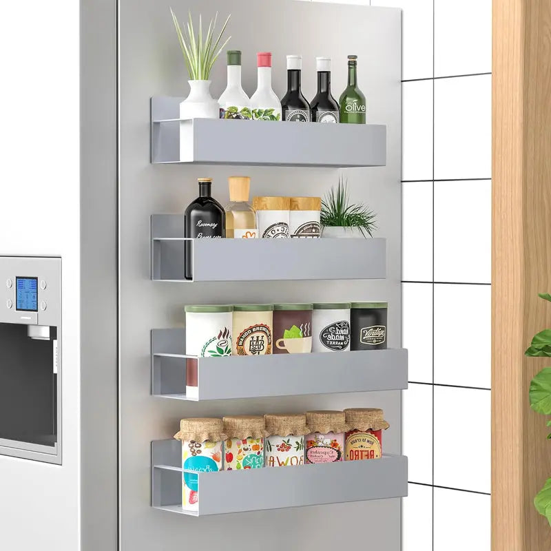 Spice Organizer | 4-Piece, Magnetic – Powder Coated | No Drilling Needed | KitchenDock