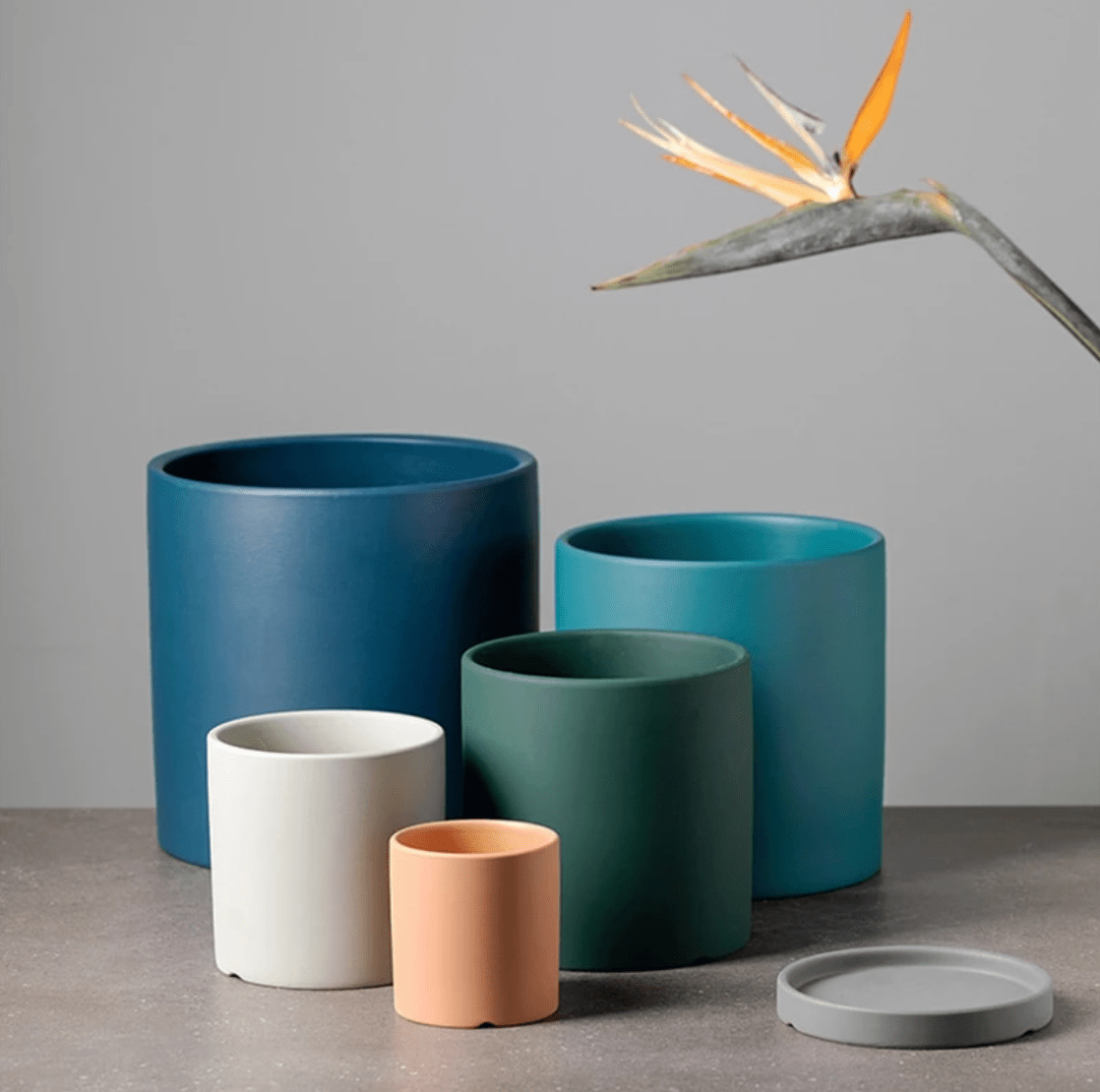 Flower Planter | Matte Finish | Includes Drainage Hole and Saucer | Nordic Style Pot