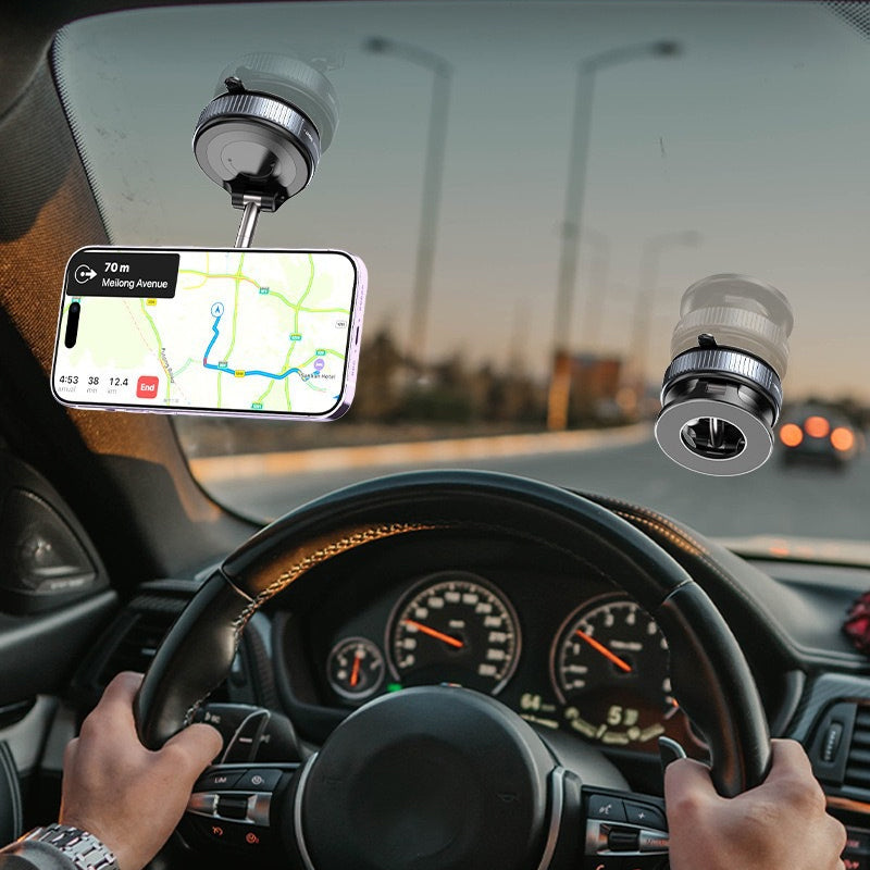 Magnetic Car Phone Mount with Vacuum Suction Power