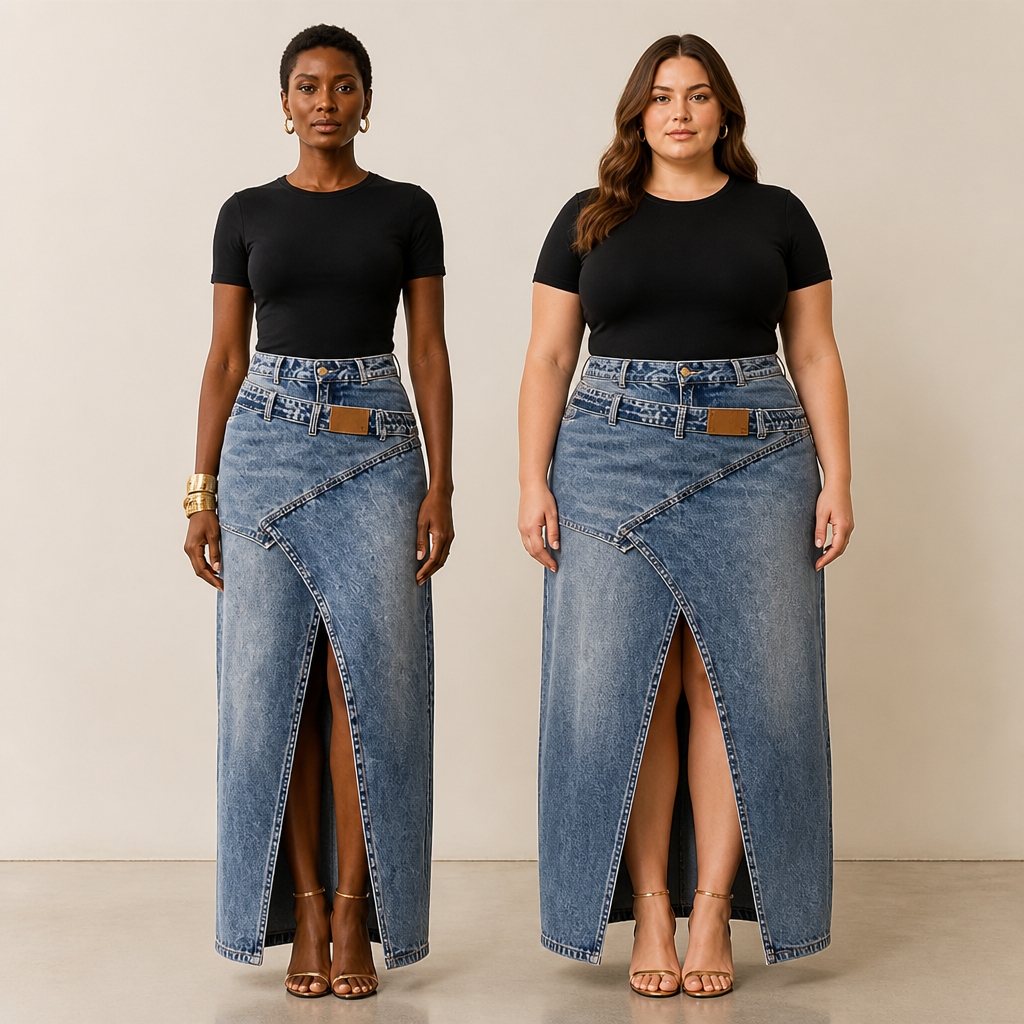SuraDenim™ Maxi Skirt — Command Every Room with Effortless, Head-Turning Confidence