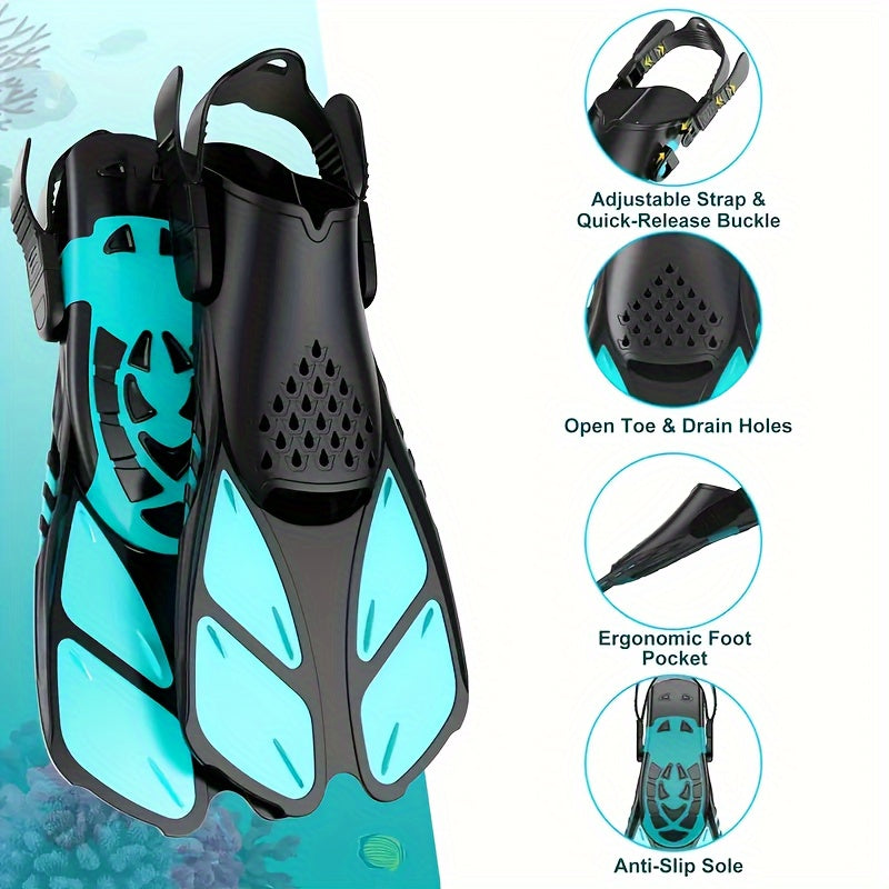 Adjustable Short Snorkel Fins with Open Heel