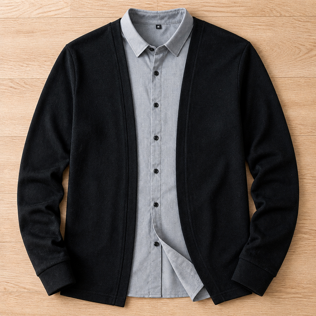 ApexForm™ – Slim-Fit 2-in-1 Knit Shirt with Layered Cardigan Look