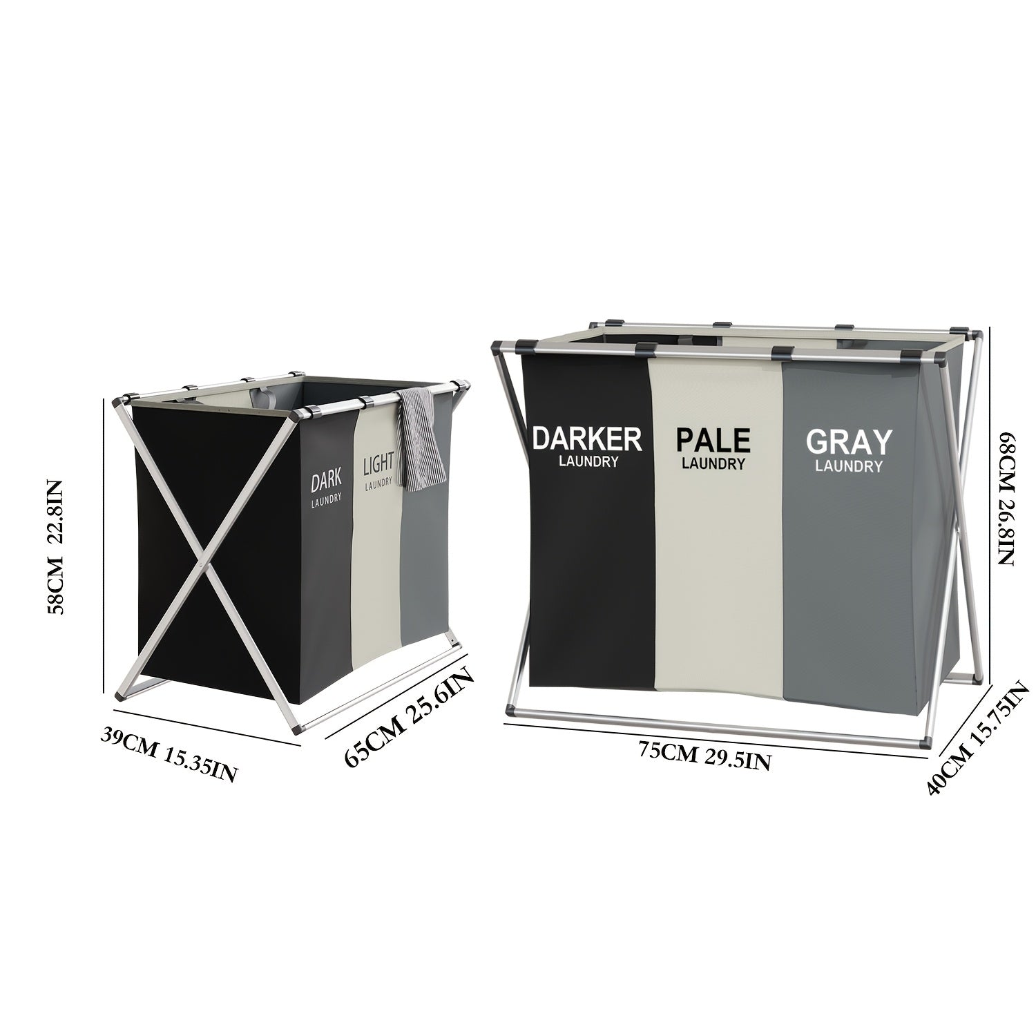 Collapsible Laundry Sorter with 3 Compartments