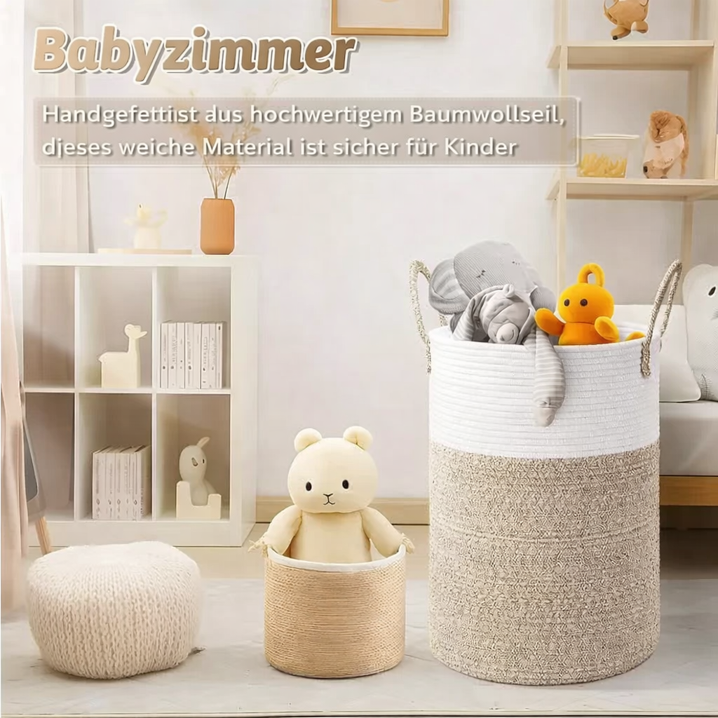 Collapsible Cotton Basket | 60L Laundry Hamper | Trendy Storage | RopeBasket