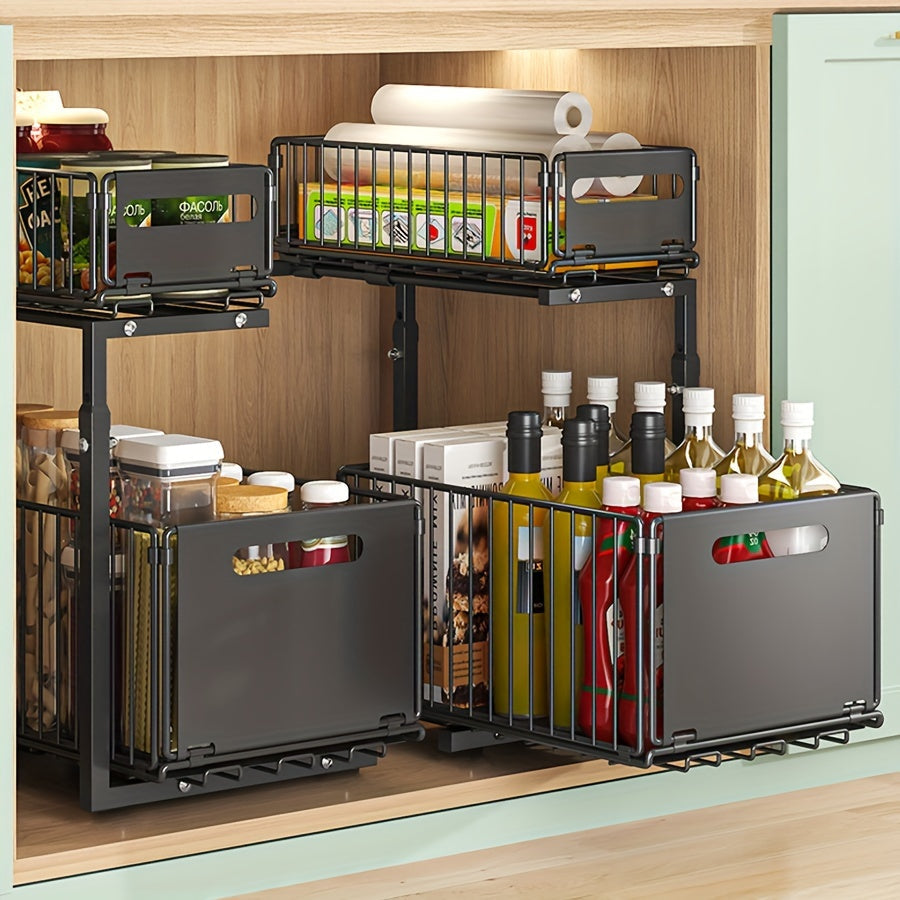 Expandable Under-Cabinet Organizer with 2 Levels